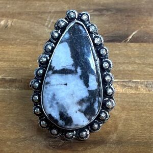Vintage Style Genuine Buffalo Jasper Gemstone Ring Size 7 Silver 925 Plated Boho